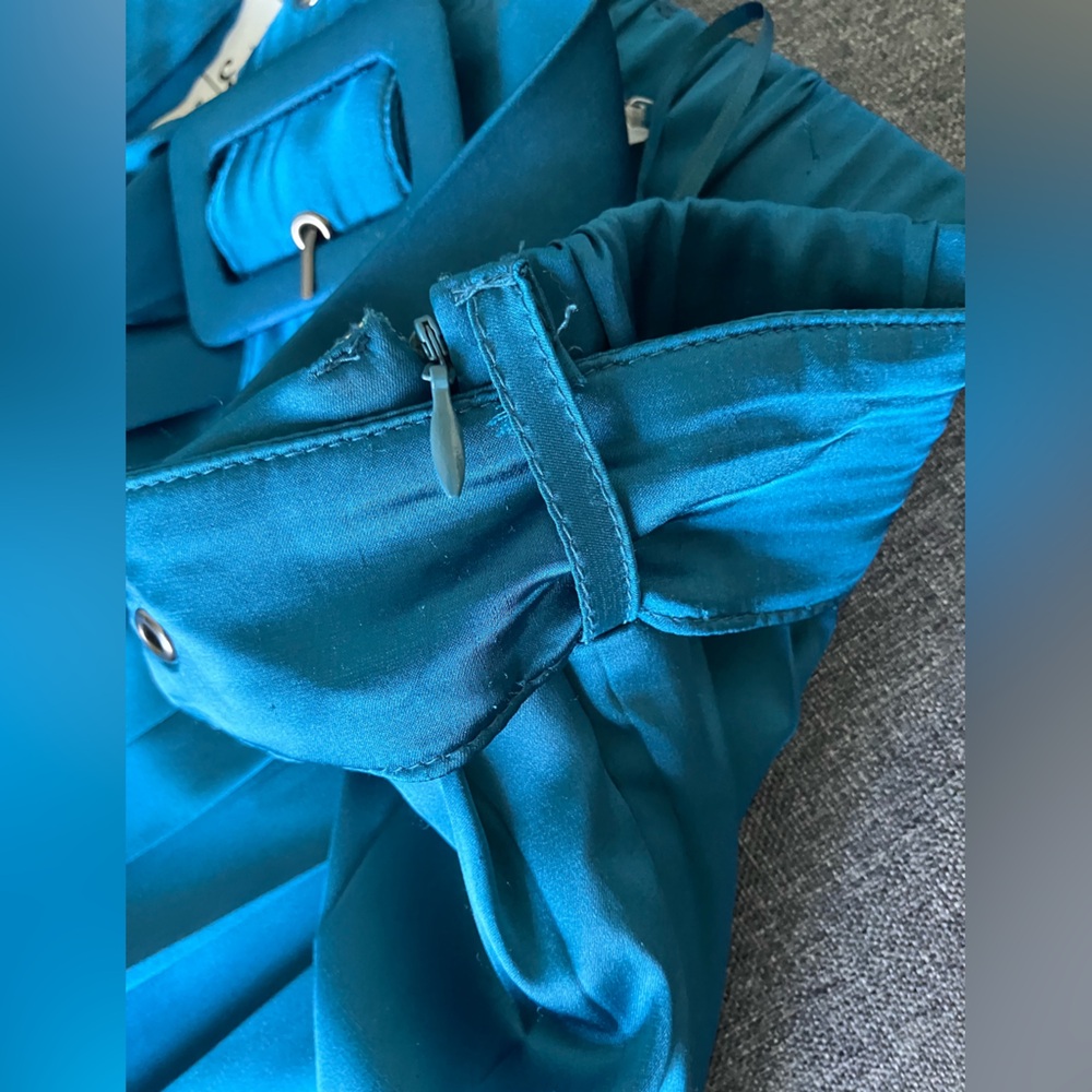 FATE Turquoise Pleated Belted Midi Skirt Size L NWT - Picture 9 of 12
